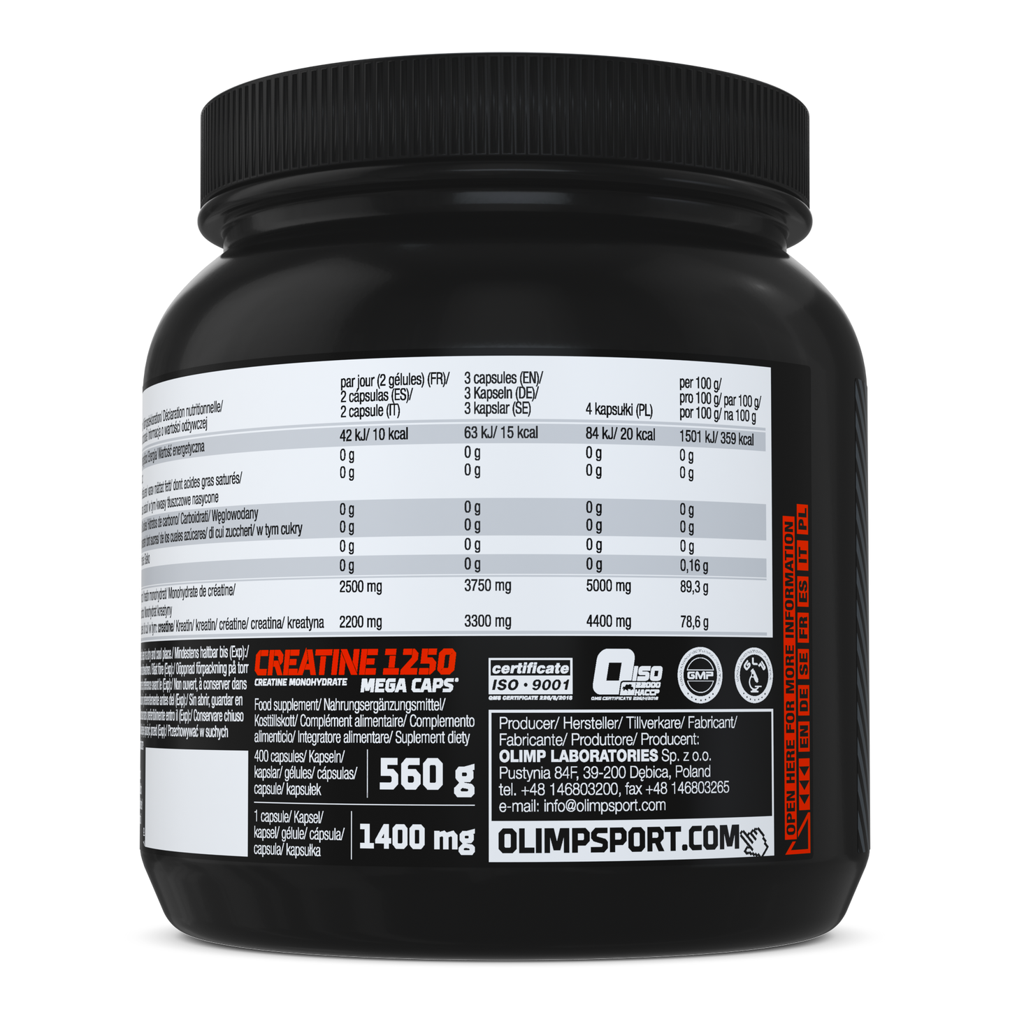 OLIMP Sport Nutrition Creatine 1250 Mega Caps® – 400 Capsules